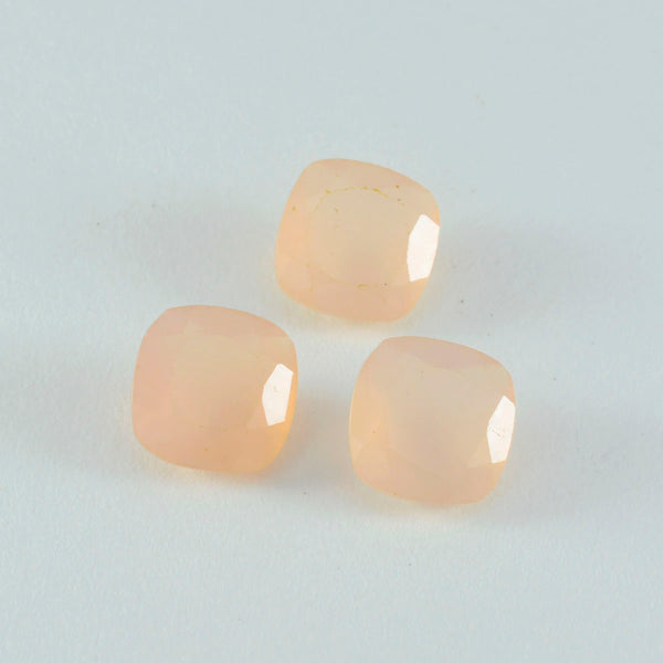 Riyogems 1PC Pink Rose Quartz Faceted 14x14 mm Cushion Shape fantastic Quality Gems