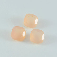 Riyogems 1PC Pink Rose Quartz Faceted 14x14 mm Cushion Shape fantastic Quality Gems