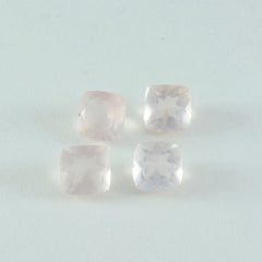 Riyogems, 1 pieza, cuarzo rosa facetado, 6x6 mm, forma de cojín, gemas de calidad atractivas