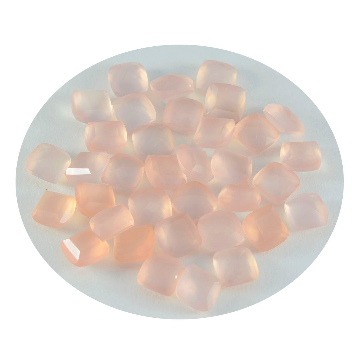Riyogems 1PC roze rozenkwarts gefacetteerd 8x8 mm kussenvorm uitstekende kwaliteit edelsteen