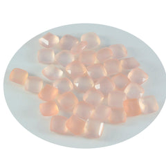 Riyogems 1 pièce de quartz rose rose à facettes 9x9mm en forme de coussin, jolie pierre précieuse en vrac de qualité