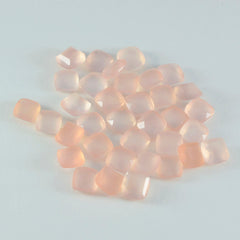 Riyogems 1 pièce de quartz rose rose à facettes 9x9mm en forme de coussin, jolie pierre précieuse en vrac de qualité