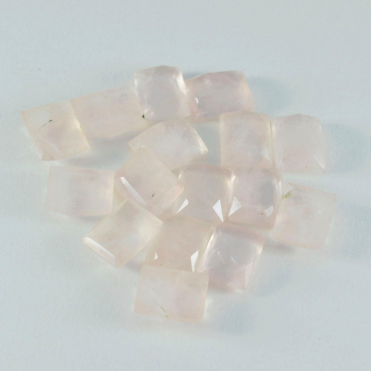 Riyogems 1pc quartz rose à facettes 6x8mm forme octogonale qualité impressionnante pierre en vrac