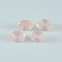 Riyogems 1 Stück rosafarbener Rosenquarz, facettiert, 10 x 14 mm, ovale Form, loser Stein von fantastischer Qualität