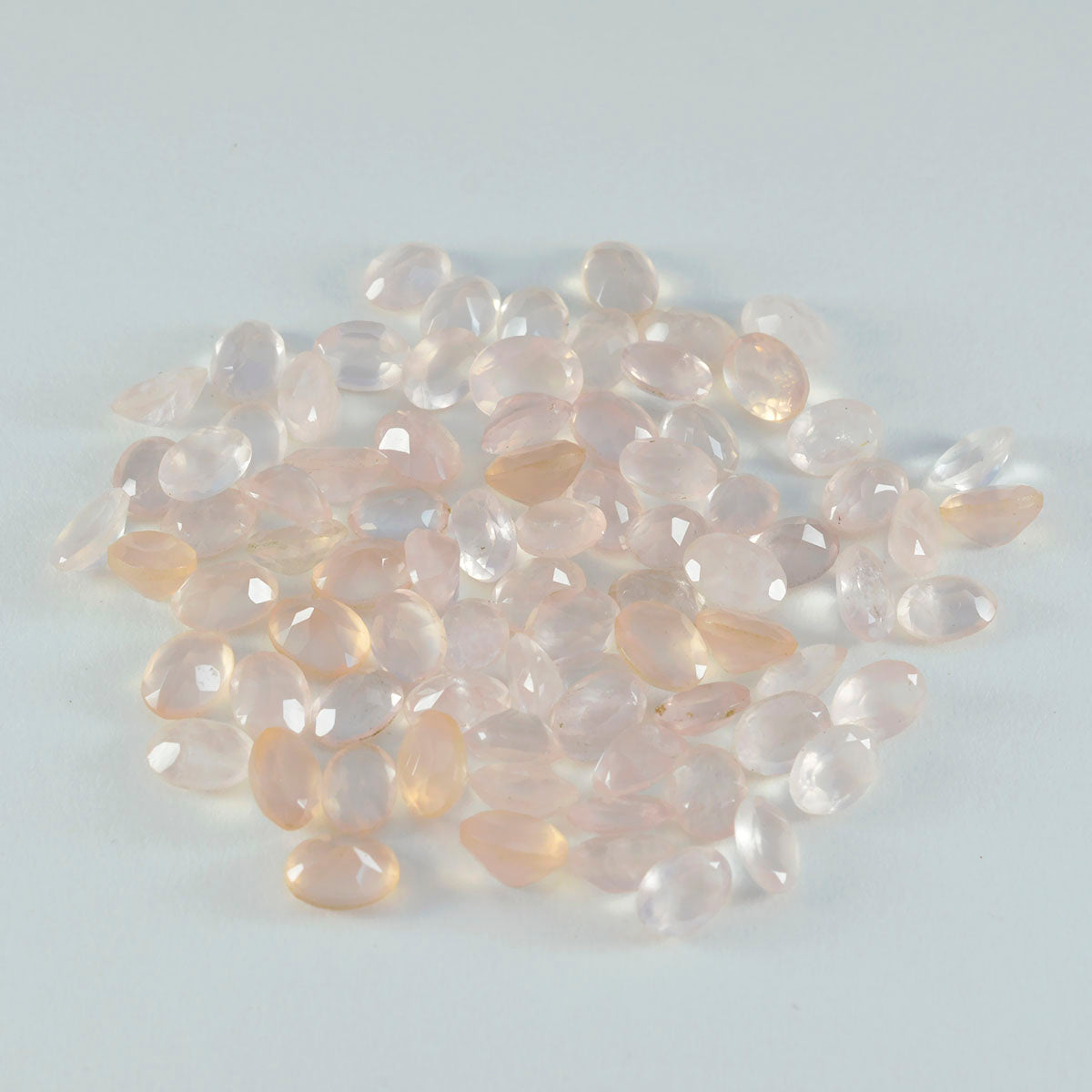 Riyogems 1pc quartz rose à facettes 3x5mm forme ovale belle qualité pierre en vrac