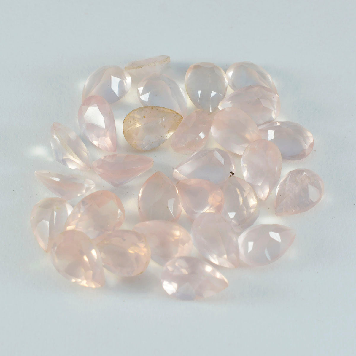 Riyogems 1PC Pink Rose Quartz Faceted 5x7 mm Pear Shape superb Quality Stone