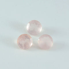 Riyogems 1 Stück rosafarbener Rosenquarz, facettiert, 10 x 10 mm, runde Form, attraktiver Qualitätsedelstein