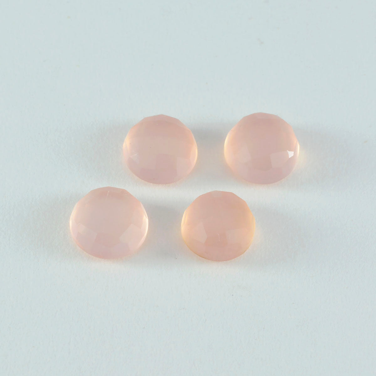 Riyogems 1 pièce de quartz rose à facettes 14x14mm, forme ronde, belle qualité, pierre précieuse en vrac