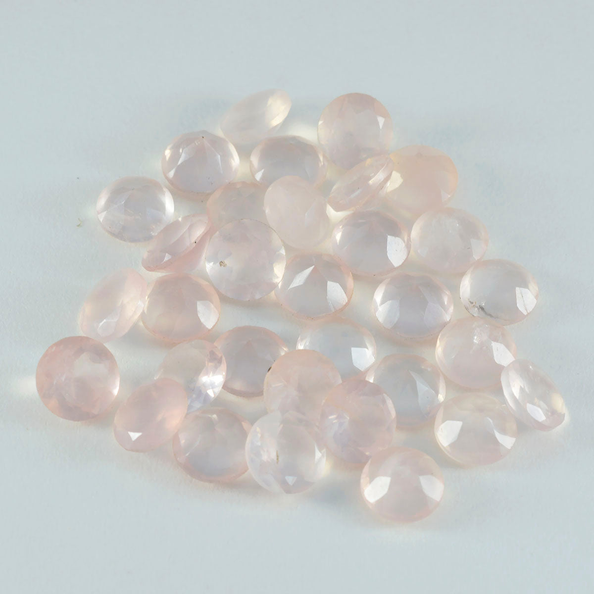Riyogems 1pc quartz rose à facettes 7x7mm forme ronde bonne qualité pierres précieuses en vrac