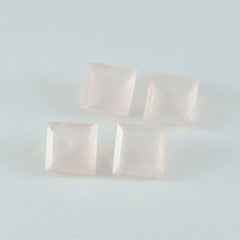 Riyogems 1PC Pink Rose Quartz Faceted 10x10 mm Square Shape startling Quality Loose Gem