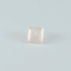 Riyogems 1PC Pink Rose Quartz Faceted 11x11 mm Square Shape wonderful Quality Loose Gems