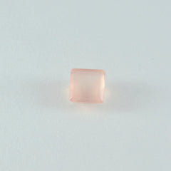 Riyogems 1 Stück rosafarbener Rosenquarz, facettiert, 12 x 12 mm, quadratische Form, süßer, hochwertiger loser Stein
