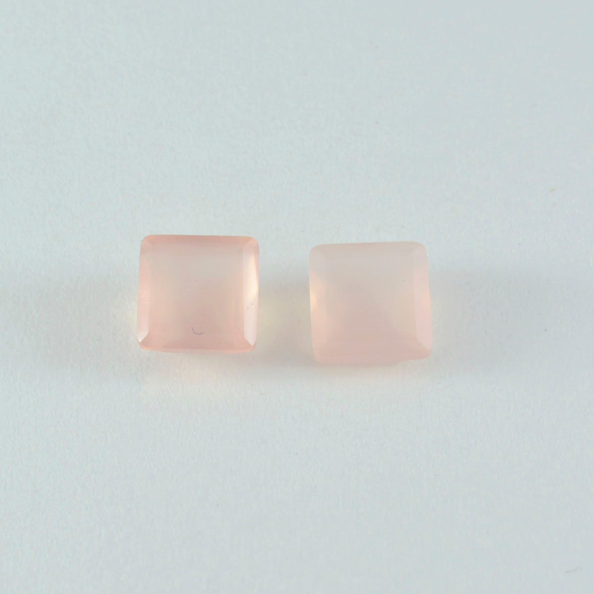 Riyogems 1 Stück rosafarbener Rosenquarz, facettiert, 13 x 13 mm, quadratische Form, loser Edelstein von hervorragender Qualität