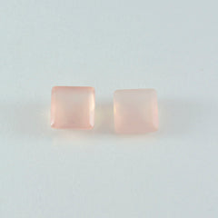 Riyogems 1PC Pink Rose Quartz Faceted 13x13 mm Square Shape superb Quality Loose Gemstone