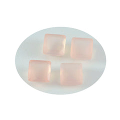 Riyogems 1pc quartz rose à facettes 15x15mm forme carrée pierres précieuses de qualité beauté