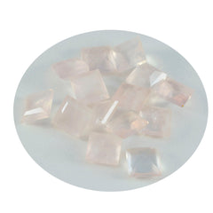 Riyogems 1PC Pink Rose Quartz Faceted 4x4 mm Square Shape pretty Quality Loose Stone
