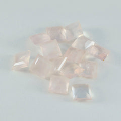 Riyogems 1 Stück rosafarbener Rosenquarz, facettiert, 4 x 4 mm, quadratische Form, hübscher, hochwertiger loser Stein