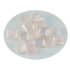riyogems 1pc quartz rose à facettes 5x5 mm forme carrée qualité étonnante pierre précieuse en vrac