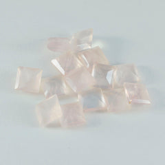 Riyogems, 1 pieza, cuarzo rosa facetado, 5x5 mm, forma cuadrada, piedra preciosa suelta de calidad asombrosa