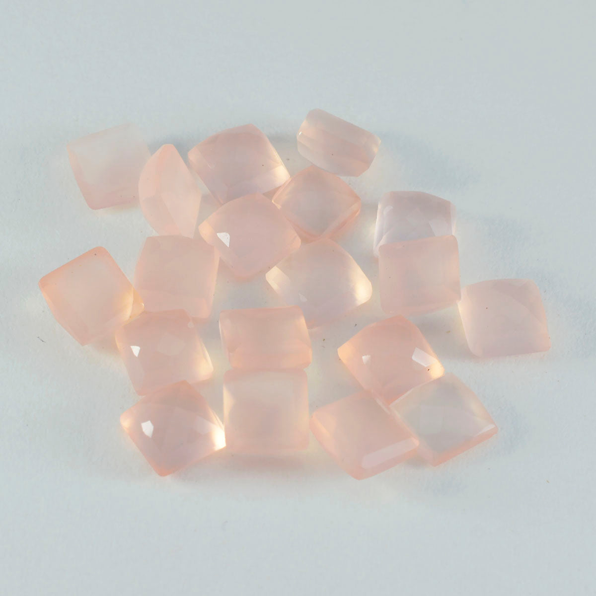 Riyogems 1PC Pink Rose Quartz Faceted 7x7 mm Square Shape handsome Quality Gems