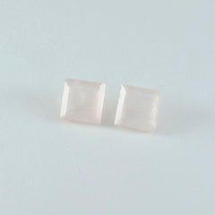 Riyogems 1PC Pink Rose Quartz Faceted 8x8 mm Square Shape great Quality Stone