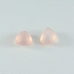 Riyogems 1pc quartz rose à facettes 12x12mm forme trillion pierre de bonne qualité