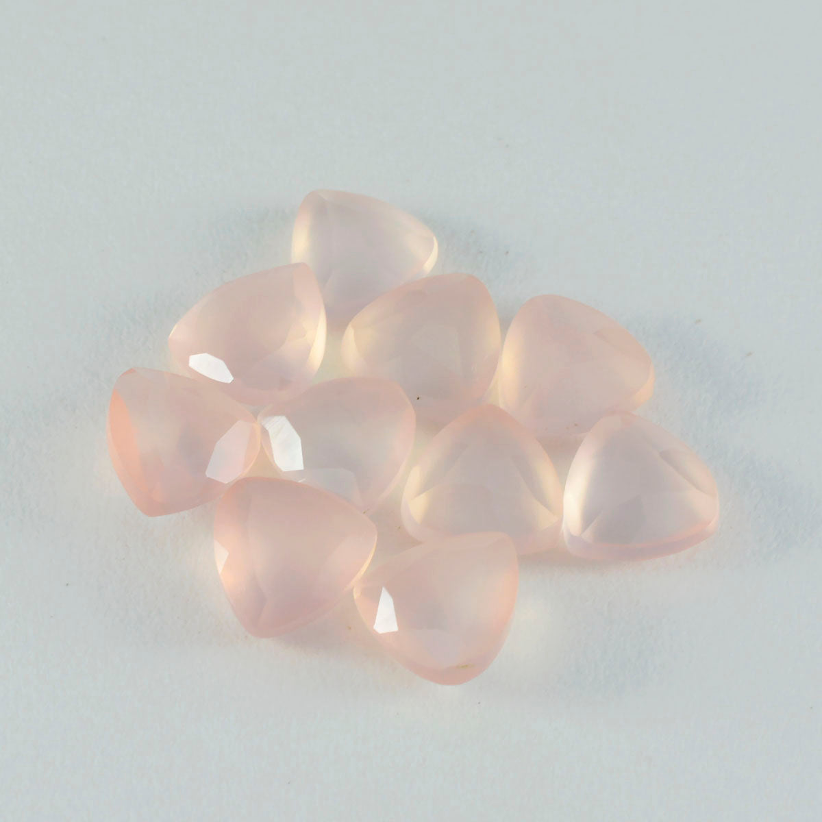 Riyogems 1PC Pink Rose Quartz Faceted 15x15 mm Trillion Shape attractive Quality Loose Gems