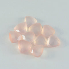 Riyogems 1PC Pink Rose Quartz Faceted 15x15 mm Trillion Shape attractive Quality Loose Gems