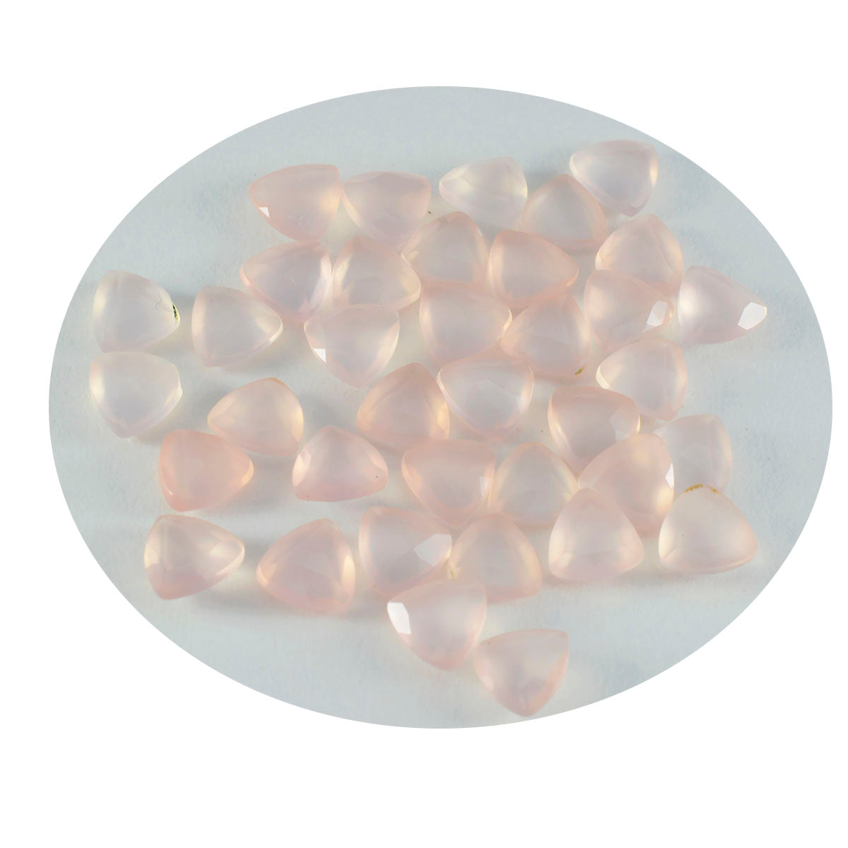 Riyogems 1pc quartz rose à facettes 7x7mm forme trillion aa qualité pierres précieuses en vrac