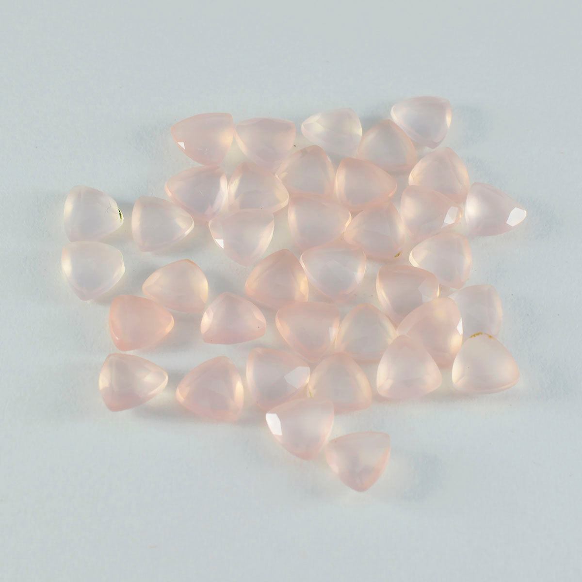 Riyogems 1PC Pink Rose Quartz Faceted 7x7 mm Trillion Shape AA Quality Loose Gems