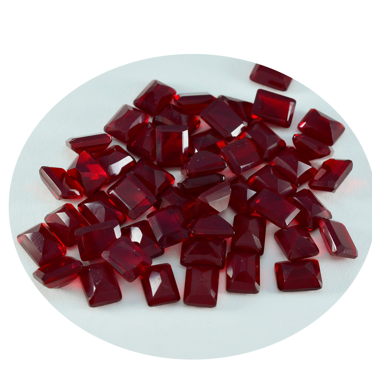 Riyogems 1 Stück roter Rubin mit CZ, facettiert, 6 x 8 mm, Achteckform, schön aussehende Qualitätsedelsteine