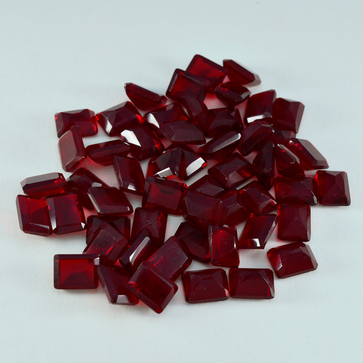 Riyogems 1 Stück roter Rubin mit CZ, facettiert, 7 x 9 mm, Achteckform, Stein von ausgezeichneter Qualität