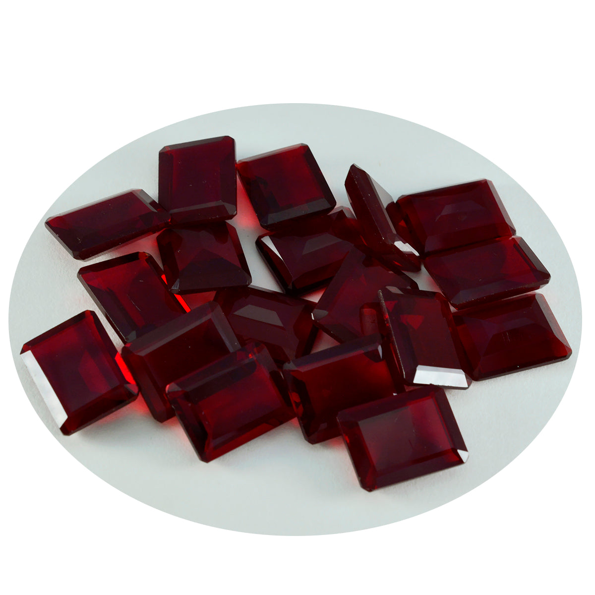 riyogems 1 st röd rubin cz fasetterad 8x10 mm oktagonform ädelsten av vacker kvalitet