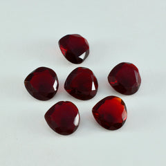Riyogems 1pc rubis rouge cz facettes 10x10mm forme de coeur beauté qualité pierre en vrac