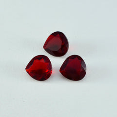 Riyogems 1 Stück roter Rubin mit CZ, facettiert, 9 x 9 mm, Herzform, tolle Qualität, lose Edelsteine