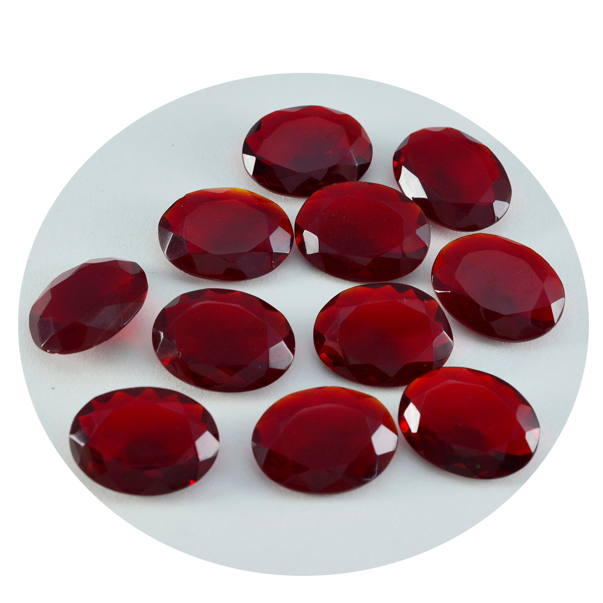 riyogems 1st röd rubin cz fasetterad 10x14 mm oval form häpnadsväckande kvalitet lös sten