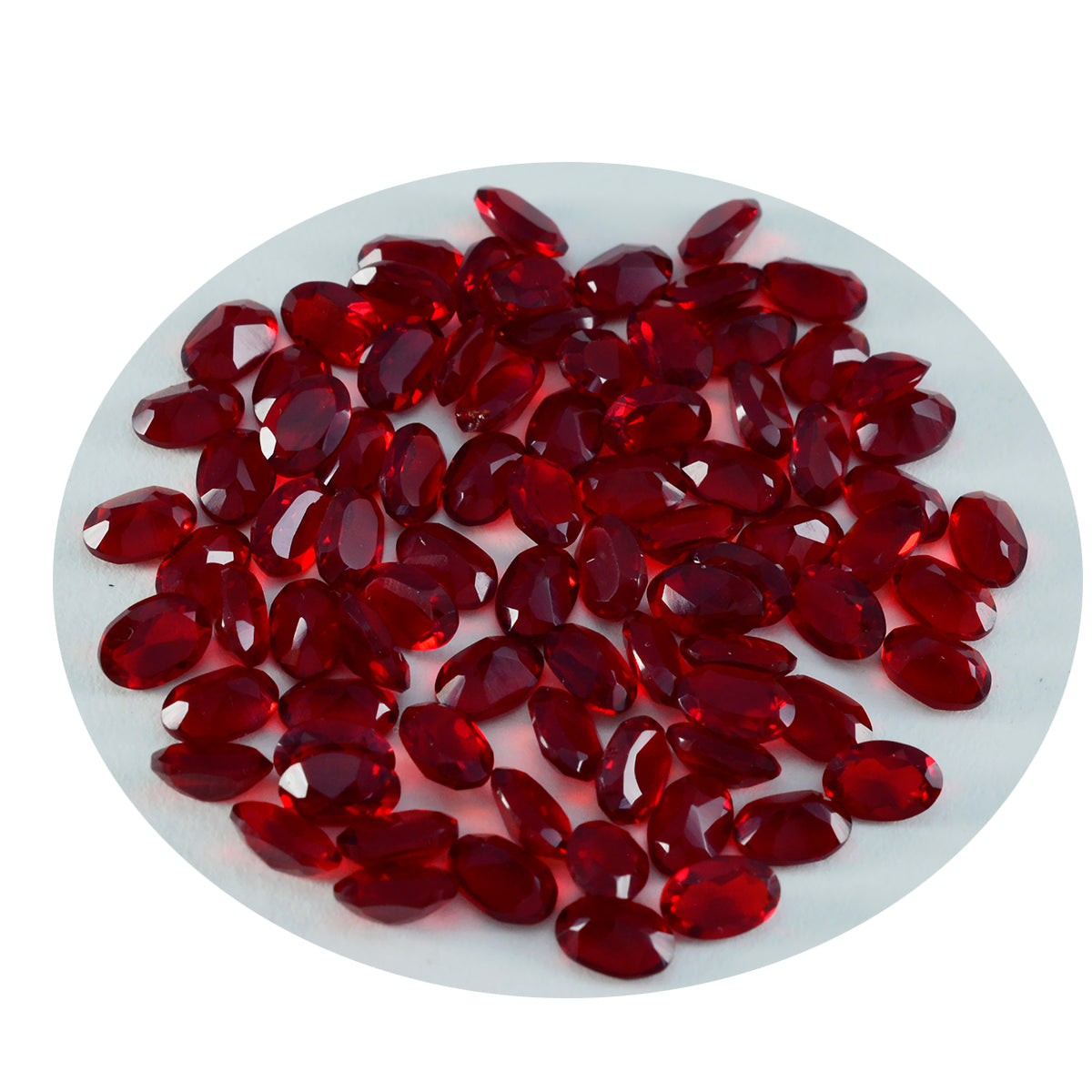 Riyogems 1 Stück roter Rubin mit CZ, facettiert, 3 x 5 mm, ovale Form, schöner, hochwertiger loser Stein