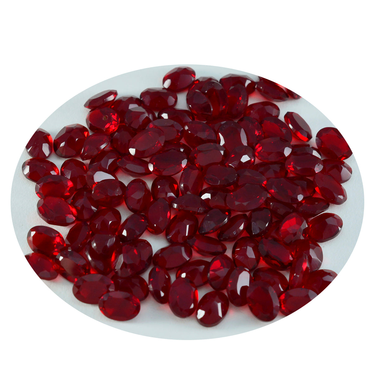 riyogems 1st röd rubin cz fasetterad 5x7 mm oval form vacker kvalitetspärla