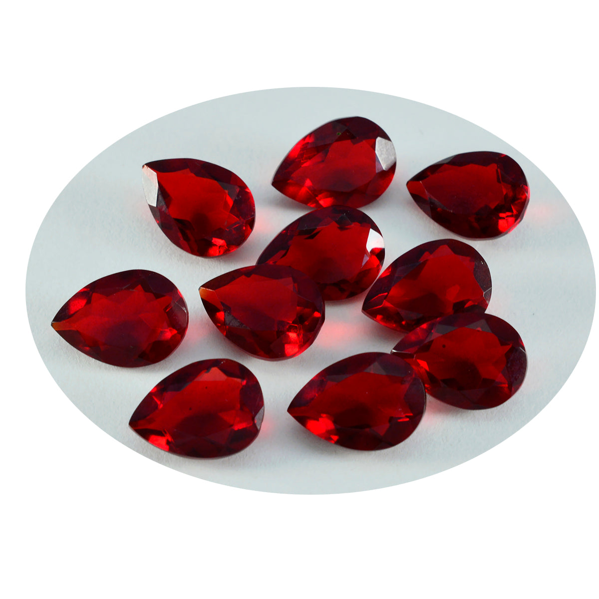 Riyogems 1 Stück roter Rubin mit CZ, facettiert, 6 x 9 mm, Birnenform, Schönheits-Qualitätsedelstein