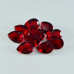 Riyogems 1 Stück roter Rubin mit CZ, facettiert, 7 x 10 mm, Birnenform, erstaunliche Qualität, loser Edelstein