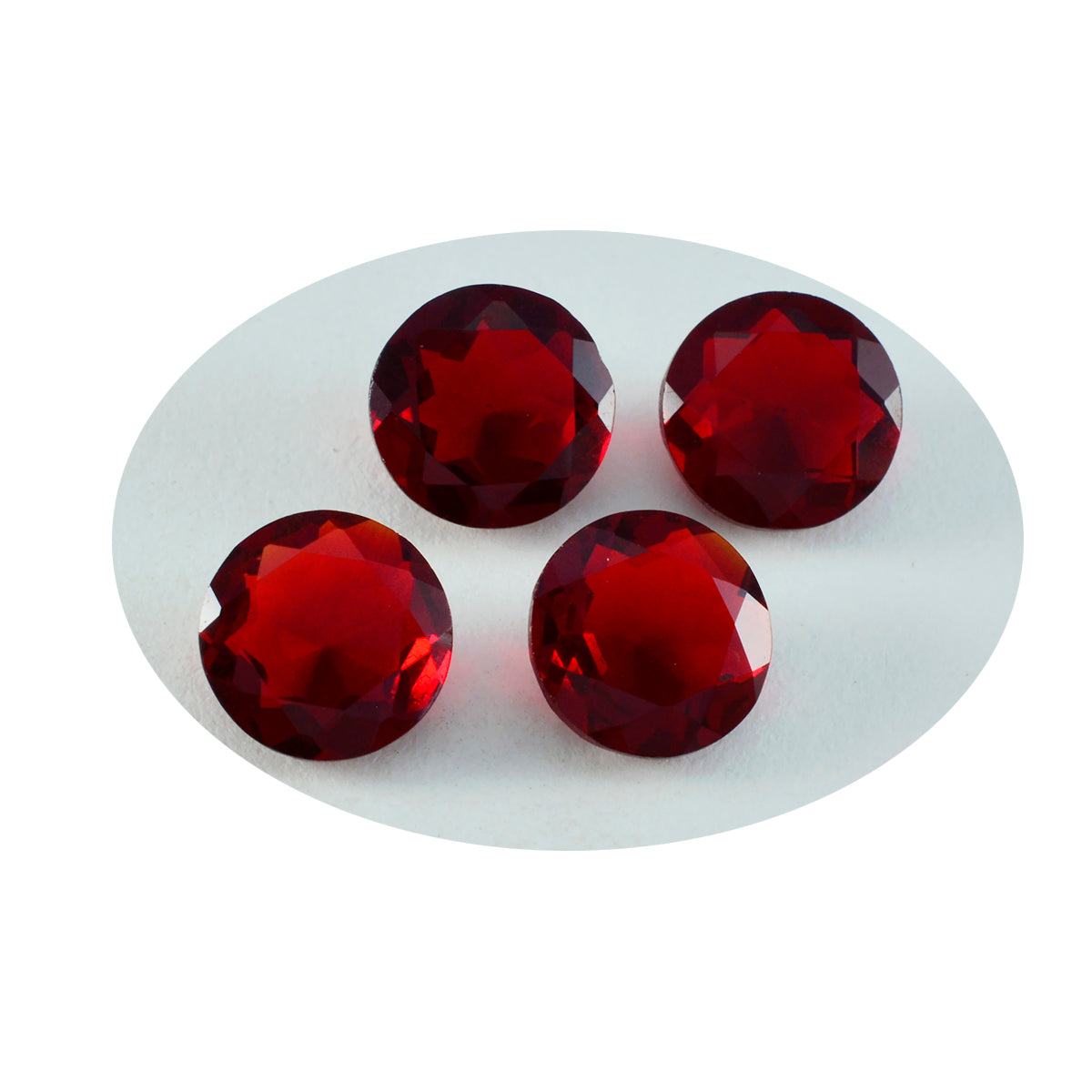 Riyogems 1 Stück roter Rubin mit CZ, facettiert, 11 x 11 mm, runde Form, hübsche Qualitätsedelsteine