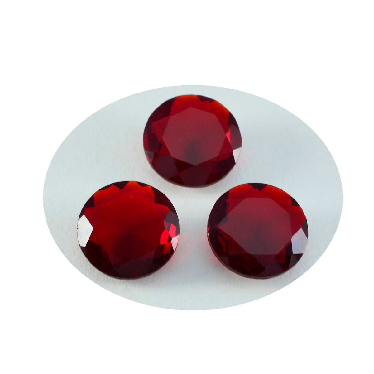 Riyogems 1 Stück roter Rubin mit CZ, facettiert, 15 x 15 mm, runde Form, hübsche lose Edelsteine von hoher Qualität
