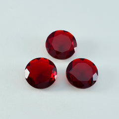 Riyogems 1 Stück roter Rubin mit CZ, facettiert, 15 x 15 mm, runde Form, hübsche lose Edelsteine von hoher Qualität