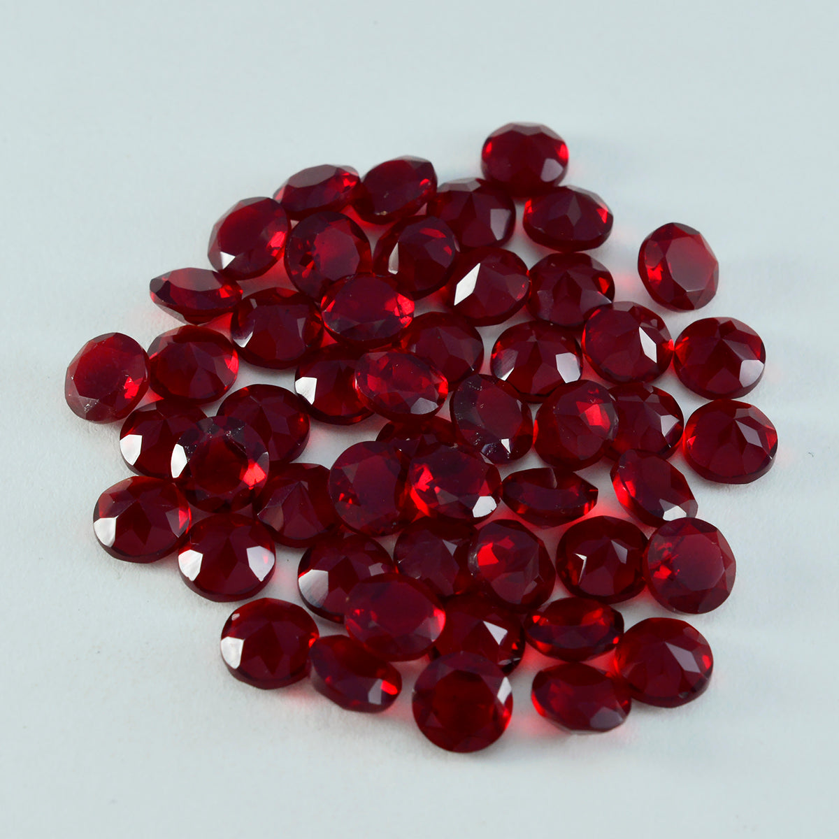 riyogems 1 pieza de rubí rojo cz facetado 5x5 mm forma redonda piedra preciosa de calidad a1