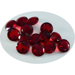 Riyogems 1 Stück roter Rubin mit CZ, facettiert, 7 x 7 mm, runde Form, schöne Qualität, lose Edelsteine
