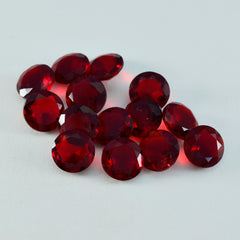 Riyogems 1 Stück roter Rubin mit CZ, facettiert, 7 x 7 mm, runde Form, schöne Qualität, lose Edelsteine