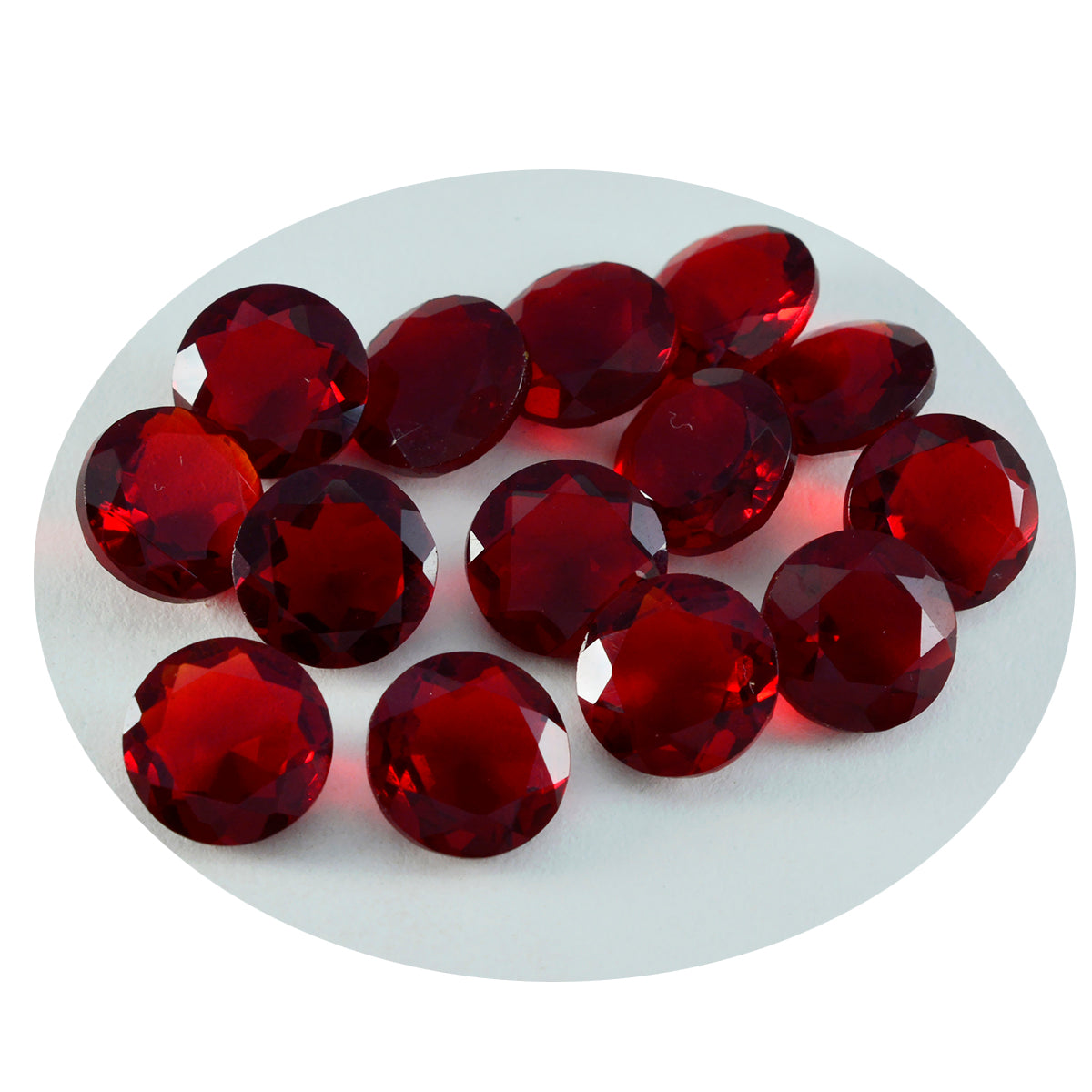 Riyogems 1 Stück roter Rubin mit CZ, facettiert, 8 x 8 mm, runde Form, schöner hochwertiger loser Stein