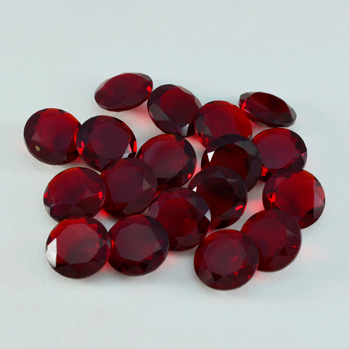 Riyogems 1 pieza de rubí rojo cz facetado 9x9 mm forma redonda piedra preciosa suelta de calidad atractiva