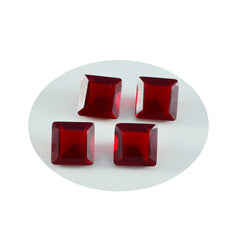 Riyogems 1 pièce rubis rouge cz à facettes 10x10mm forme carrée pierres précieuses en vrac de qualité douce