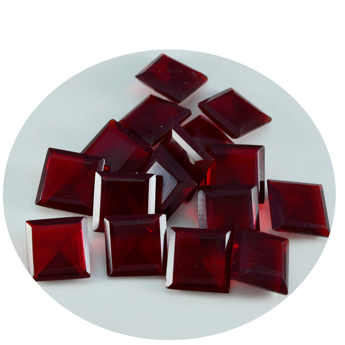 riyogems 1 st röd rubin cz fasetterad 11x11 mm fyrkantig form lös sten av suverän kvalitet